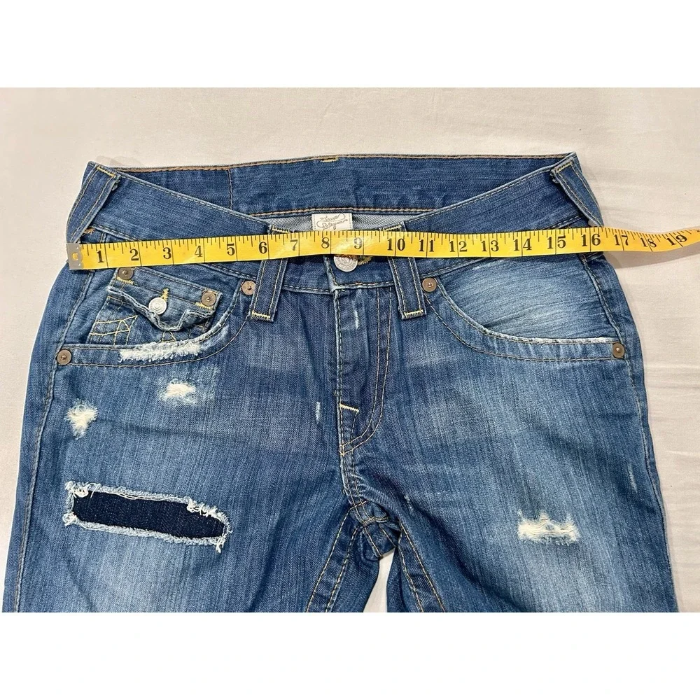 True Religion Billy Patchwork Distressed Jeans Mens 30 x31 Made in USA Blue Med
